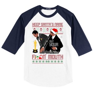 Will Chris Slap Award Show Keep Santa's Name Out Your Mouth Ugly Christmas Baseball Sleeve Shirt