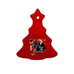 Will Chris Slap Award Show Keep Santa's Name Out Your Mouth Ugly Christmas Ceramic Tree Ornament