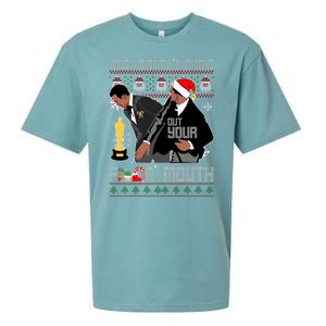 Will Chris Slap Award Show Keep Santa's Name Out Your Mouth Ugly Christmas Sueded Cloud Jersey T-Shirt