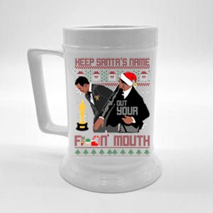 Will Chris Slap Award Show Keep Santa's Name Out Your Mouth Ugly Christmas Beer Stein