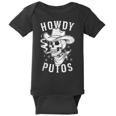 Western Cowboy Skull Hola Howdy Putos Spanish Slang Baby Bodysuit