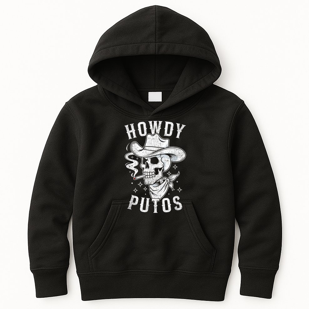 Western Cowboy Skull Hola Howdy Putos Spanish Slang Kids Hoodie
