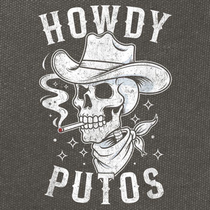Western Cowboy Skull Hola Howdy Putos Spanish Slang Cotton Canvas Backpack