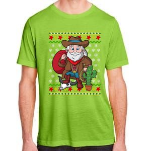 Western Cow Santa Claus Ugly Christmas Sweater Pattern Cool Gift Adult ChromaSoft Performance T-Shirt