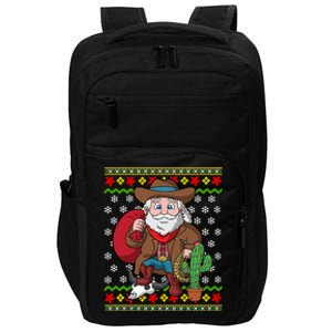 Western Cow Santa Claus Ugly Christmas Sweater Pattern Cool Gift Impact Tech Backpack