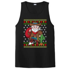 Western Cow Santa Claus Ugly Christmas Sweater Pattern Cool Gift PosiCharge Competitor Tank