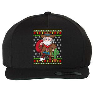 Western Cow Santa Claus Ugly Christmas Sweater Pattern Cool Gift Wool Snapback Cap