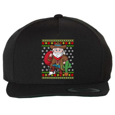 Western Cow Santa Claus Ugly Christmas Sweater Pattern Cool Gift Wool Snapback Cap