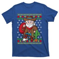 Western Cow Santa Claus Ugly Christmas Sweater Pattern Cool Gift T-Shirt