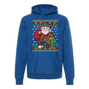 Western Cow Santa Claus Ugly Christmas Sweater Pattern Cool Gift Premium Hoodie