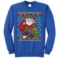 Western Cow Santa Claus Ugly Christmas Sweater Pattern Cool Gift Tall Sweatshirt