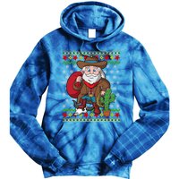 Western Cow Santa Claus Ugly Christmas Sweater Pattern Cool Gift Tie Dye Hoodie