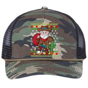 Western Cow Santa Claus Ugly Christmas Sweater Pattern Cool Gift Retro Rope Trucker Hat Cap