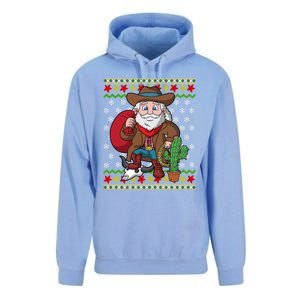 Western Cow Santa Claus Ugly Christmas Sweater Pattern Cool Gift Unisex Surf Hoodie