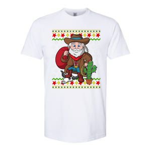 Western Cow Santa Claus Ugly Christmas Sweater Pattern Cool Gift Softstyle CVC T-Shirt