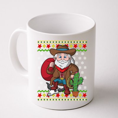 Western Cow Santa Claus Ugly Christmas Sweater Pattern Cool Gift Coffee Mug