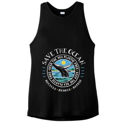 Whale Conservation Save The Ocean Humpback Whale Lover Ladies PosiCharge Tri-Blend Wicking Tank