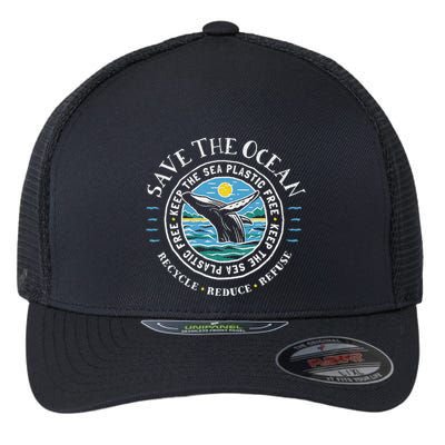 Whale Conservation Save The Ocean Humpback Whale Lover Flexfit Unipanel Trucker Cap