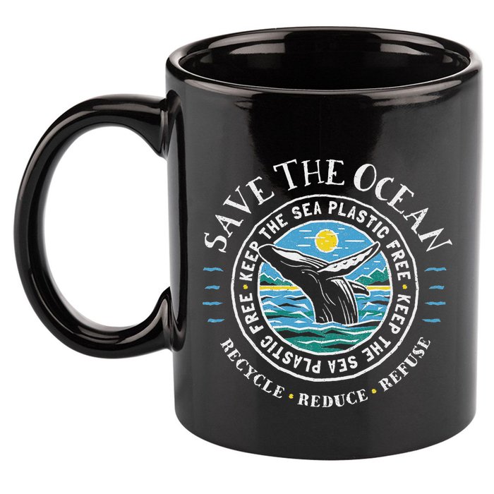 Whale Conservation Save The Ocean Humpback Whale Lover 11oz C Handle Ceramic Mug