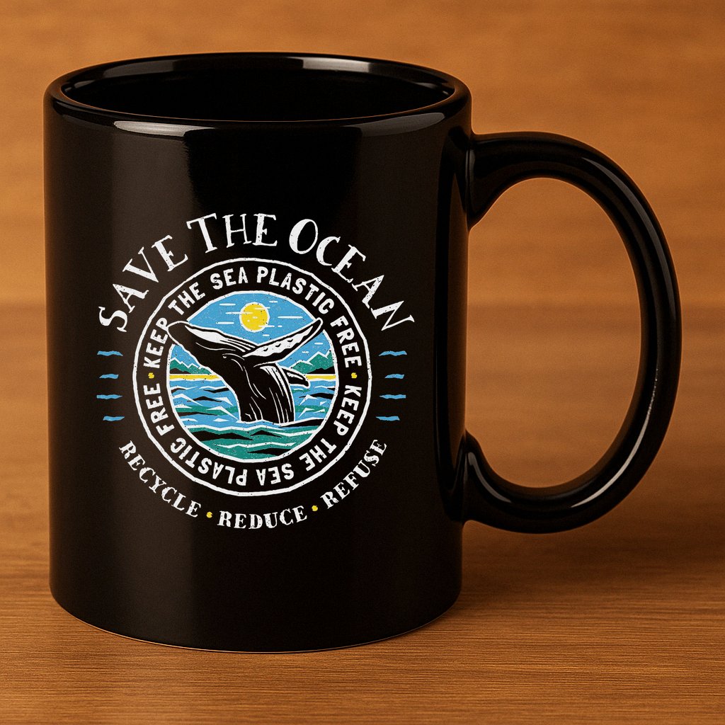 Whale Conservation Save The Ocean Humpback Whale Lover 11oz C Handle Ceramic Mug