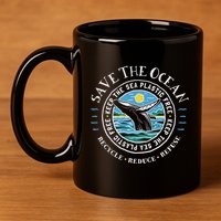 Whale Conservation Save The Ocean Humpback Whale Lover 11oz C Handle Ceramic Mug