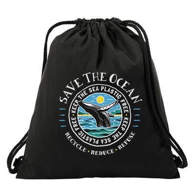 Whale Conservation Save The Ocean Humpback Whale Lover Drawstring Bag