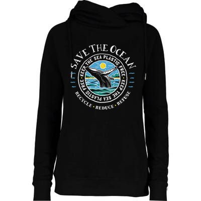 Whale Conservation Save The Ocean Humpback Whale Lover Womens Funnel Neck Pullover Hood