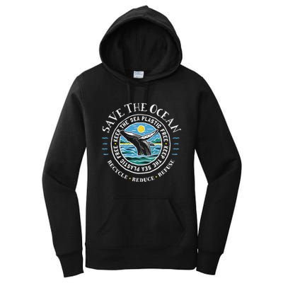 Whale Conservation Save The Ocean Humpback Whale Lover Women's Pullover Hoodie