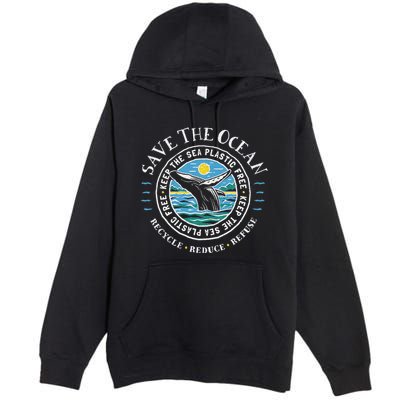 Whale Conservation Save The Ocean Humpback Whale Lover Premium Pullover Hoodie