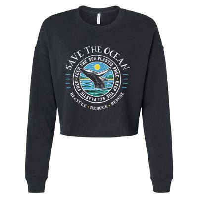 Whale Conservation Save The Ocean Humpback Whale Lover Cropped Pullover Crew