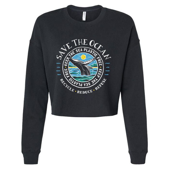 Whale Conservation Save The Ocean Humpback Whale Lover Cropped Pullover Crew