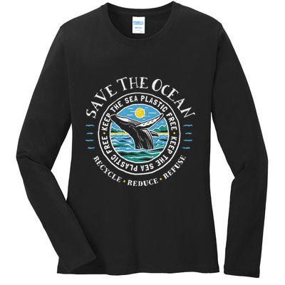 Whale Conservation Save The Ocean Humpback Whale Lover Ladies Long Sleeve Shirt