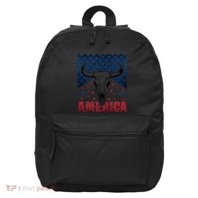 Western Cow Skull America Est 1776 16 in Basic Backpack