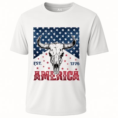 Western Cow Skull America Est 1776 Performance Shirt