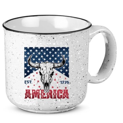 Western Cow Skull America Est 1776 15oz Campfire Ceramic Mug