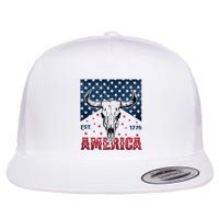 Western Cow Skull America Est 1776 Flatbill Hat