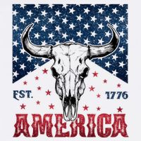 Western Cow Skull America Est 1776 Flatbill Hat