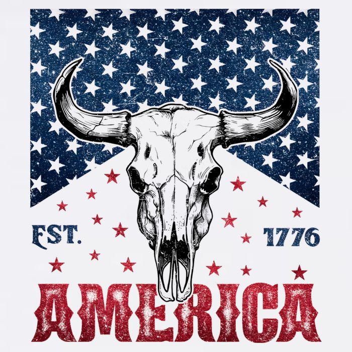 Western Cow Skull America Est 1776 Flatbill Hat