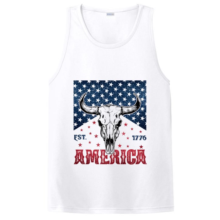 Western Cow Skull America Est 1776 PosiCharge Competitor Tank