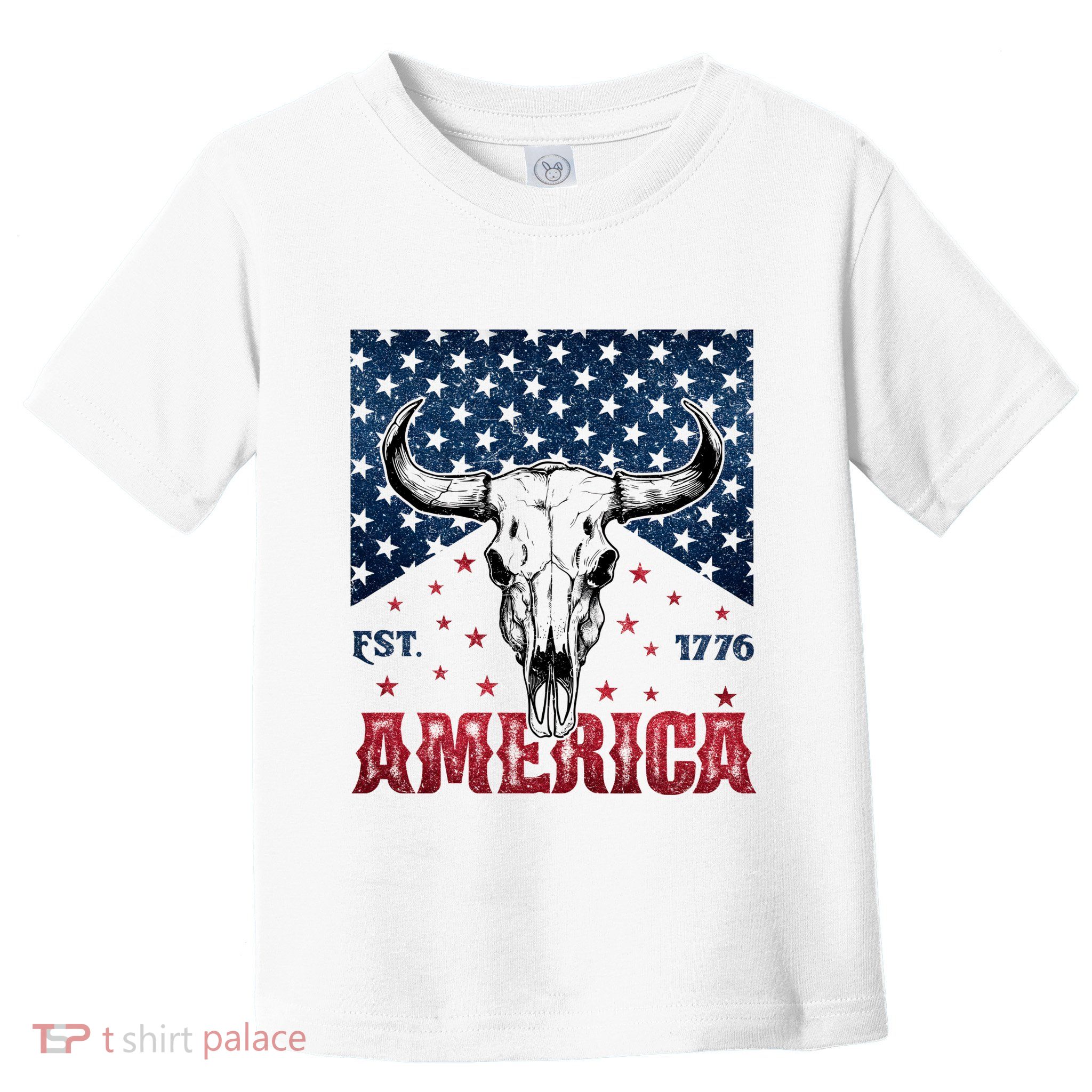 Western Cow Skull America Est 1776 Toddler T-Shirt