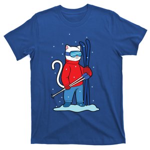 Winter Cat Ski Skier Skiing Cute Gift T-Shirt