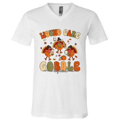 Wound Care Turkey Gobble Squad Wound Specialist Thanksgiving V-Neck T-Shirt