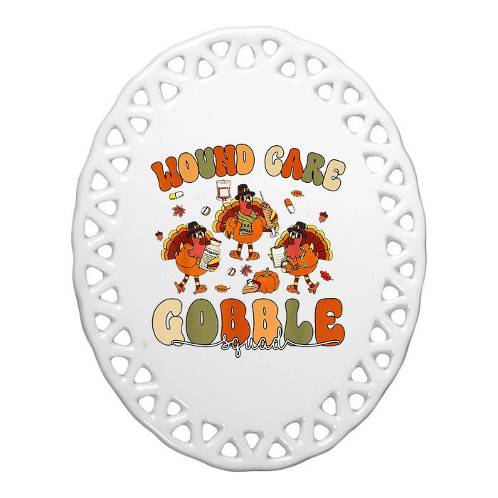 Wound Care Turkey Gobble Squad Wound Specialist Thanksgiving Ceramic Oval Ornament