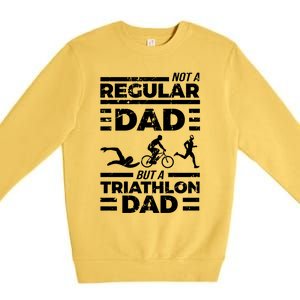 World Coolest Triathlon Dad For Triathlete Daddy Gift Premium Crewneck Sweatshirt