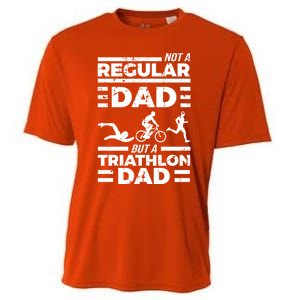 World Coolest Triathlon Dad For Triathlete Daddy Gift Cooling Performance Crew T-Shirt