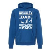 World Coolest Triathlon Dad For Triathlete Daddy Gift Premium Hoodie