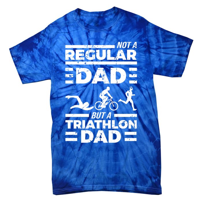 World Coolest Triathlon Dad For Triathlete Daddy Gift Tie-Dye T-Shirt