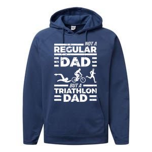 World Coolest Triathlon Dad For Triathlete Daddy Gift Performance Fleece Hoodie