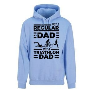 World Coolest Triathlon Dad For Triathlete Daddy Gift Unisex Surf Hoodie