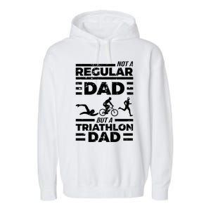 World Coolest Triathlon Dad For Triathlete Daddy Gift Garment-Dyed Fleece Hoodie